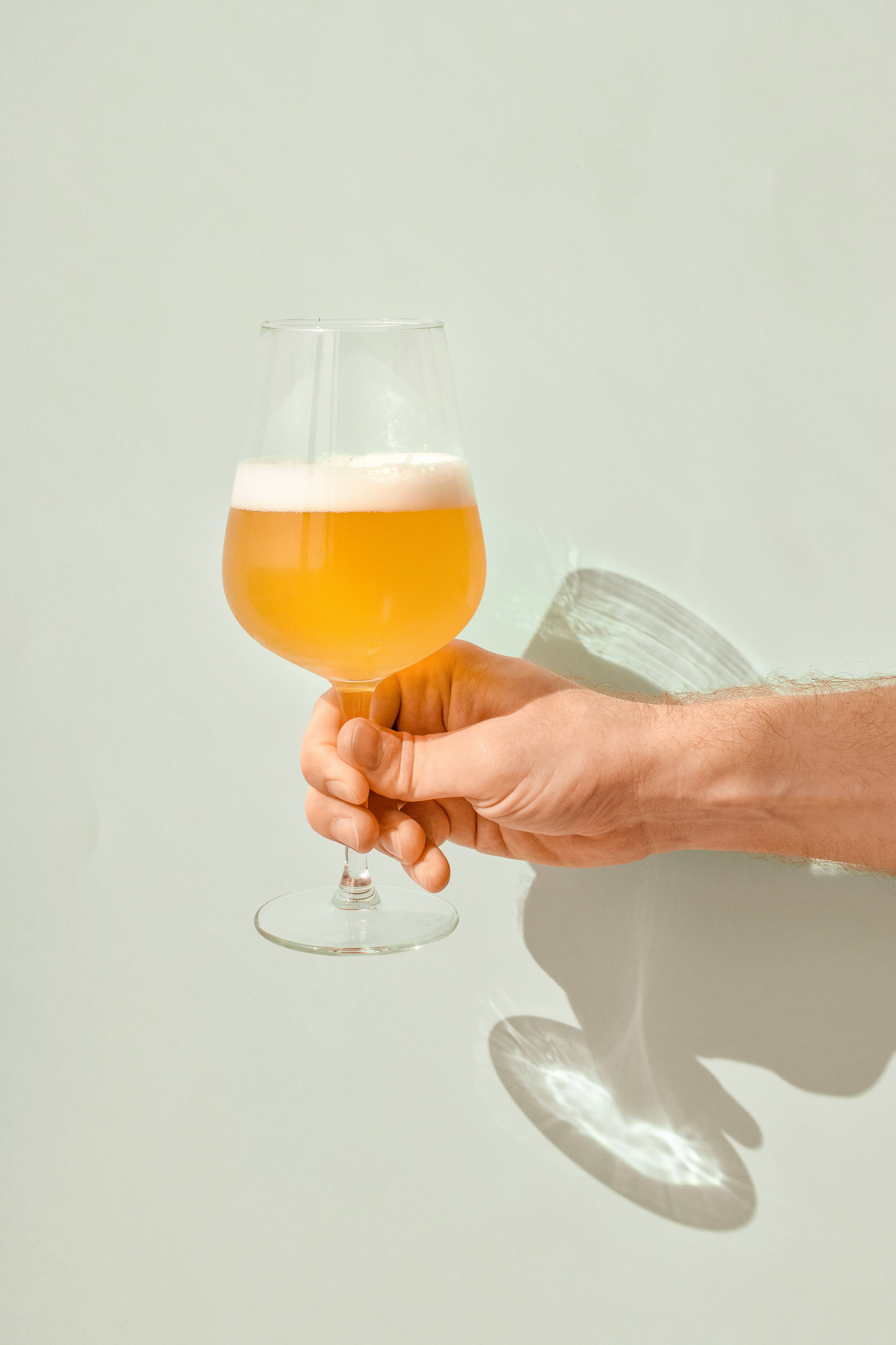 Freshly poured homebrew beer in a glass with extract brewing equipment — beginner homebrewing guide